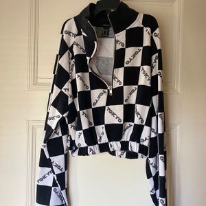 Black and White Checkered Half Zip